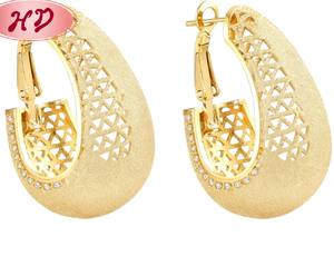 أقراط هينغديان المجوهرات على شكل دمعة مجوفة من النحاس المطلي بالذهب عيار 18 قيراط مع زركون AAA، مجوهرات أنيقة بالجملة للحفلات والاستخدام اليومي - Product Image 6