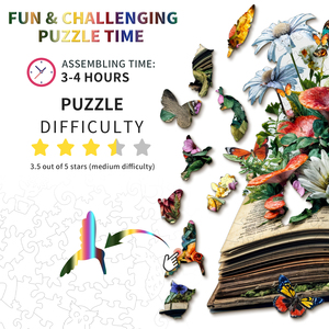 Factory Direct Sales Support Customization Flowers on the <b>Book</b> Wooden Jigsaw Puzzles for Family Game Play - Product Image 3