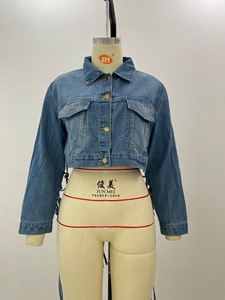 2025 Nueva chaqueta vaquera con <span class=keywords><strong>flecos</strong></span> de malla trasera para mujer, chaqueta de manga larga hueca tejida Retro para mujer - Product Image 5