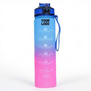 Print Leakproof Sports Bpa Free Pc 1L 32 Oz Waterbottle <b>Motivational</b> 32Oz <b>Water</b> <b>Bottle</b> With Straw and Time Marker - Product Image 1