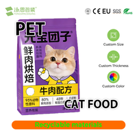 Emballage économique refermable avec logo personnalisé, emballage transparent à fond plat, sachet pour aliments pour animaux de compagnie, pour chiens et chats
