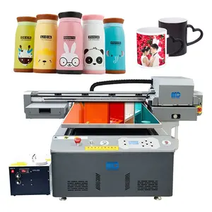 Industriële Hot Selling A1 6090 Uv Flatbed Inkjet Printing Machine Led Digitale 3d Uv Printer Met Roterende Apparaat Glazen Flessen