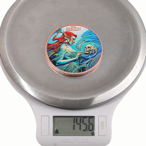 Moneta da Collezione di Lusso da 5 Troy Ounce in Rame Puro .999, Sirena Creatura Mitica, Rilievo 3D, Rame Colorato, Lingotto da 5oz - Product Image 4