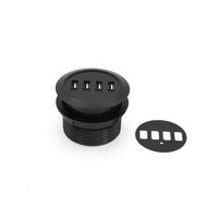 Multiprise encastrable de table avec chargeur USB, prise CC et quatre ports USB intégrés pour bureau