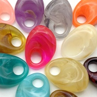 Perles ovales colorées en acrylique à grand trou pour vêtements, jupes, DIY, lacets, sacs, emballages, boutons décoratifs