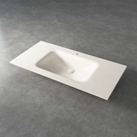 Ensemble de meuble-lavabo mural moderne en marbre monobloc sans joint, facile à nettoyer, avec miroir inclus, directement de l'usine