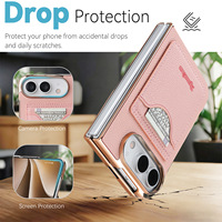 Portefeuille en cuir pliable avec porte-cartes et étui antivol pour iPhone Duo