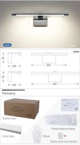 โคมไฟติดผนังกระจก LED รุ่นโมเดิร์น พร้อมโคมโครเมียม มาตรฐาน IP44 ปรับความสว่างได้ รับประกัน 3 ปี สำหรับใช้ในบ้านและโรงแรม - Product Image 5