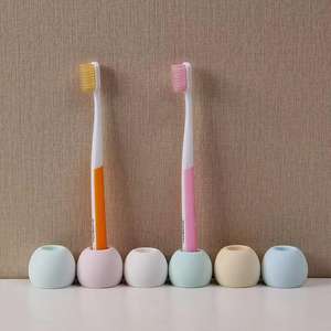 Soporte para cepillos de dientes de tierra de diatomeas, estante de almacenamiento redondo de secado rápido para lavabo de baño, blanco, azul, rosa, amarillo - Product Image 5