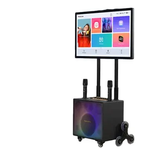 RioTouch Portable Karaoke Player With Speaker Display 2 Wireless Microphones Live Entertainment-Hot Sale