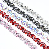 Vente flash : Chaîne de diamants en cristal œil de cheval de 1,5 cm de large, décorations DIY, à coudre, cristal dense, diamant en verre, accessoires pour vêtements et chaussures