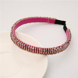 Serre-tête baroque en cristal avec bordure fine en éponge, accessoire de cheveux coréen orné de strass et de perles pour femme - Product Image 5