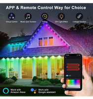 LED Pixel Christmas Eaves-mounted Colorful House Eaves Light Aplicación permanente Control de voz Luces de decoración de vacaciones al aire libre