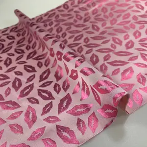 Lips design metallic foil leather fabric for clothes bags hair bows decoration upholstery