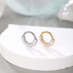 Anillo de segmento con bisagras de titanio personalizado, pendientes de aro de cartílago de circón, Color dorado, lóbulo del tabique Daith Rook, para el cuerpo Piercing, joyería - Product Image 2