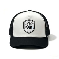 Casquette Trucker Bicolore Noir et Blanc Hot Salas avec Broderie de Patch Personnalisé, Dos en Maille Respirant, Réglable, 5 Panneaux, Casquette de Sport en Gros