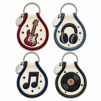 Porte-clés brodé en polyester double face avec logo personnalisé, fabrication directe d'usine, cadeau pour les amateurs de musique