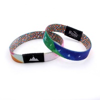 Bracelet de contrôle d'accès intelligent réutilisable avec logo personnalisé, puce RFID/NFC 215, tissé élastique extensible, imitation antique, sublimation
