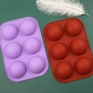 OKSILICONE 6 cavidades semiesfera media cúpula redonda silicona Chocolate <span class=keywords><strong>Teacake</strong></span> bandeja para hornear gelatina pudín hornear Chocolate molde 90g - Product Image 1