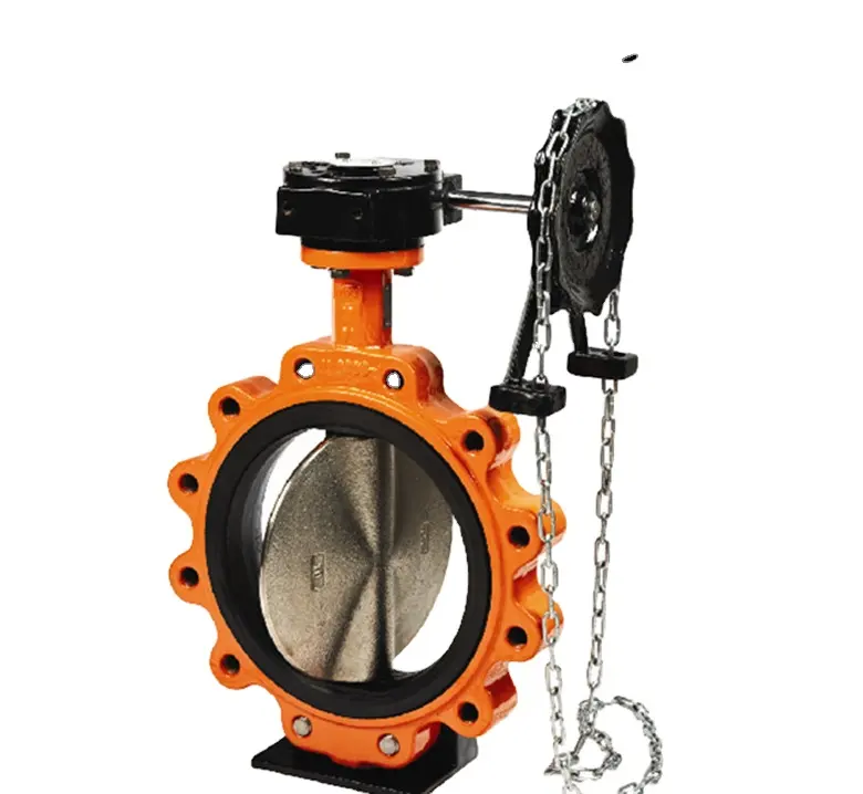 Lug butterfly valve with chain wheel