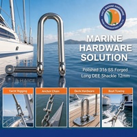 Manille longue forgée en acier inoxydable 316 pour usage maritime, 12 mm (1/2 pouce) avec goupille à vis, accessoires de gréement pour bateaux, yachts et navires