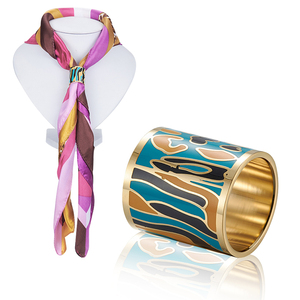 Anneau de fermeture d'écharpe en acier inoxydable émaillé coloré personnalisé à la mode pour dames Anneau de manche élégant en acier inoxydable-pour cadeau - Product Image 4