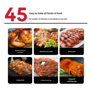 Rôtissoire Électrique Commerciale en Acier Inoxydable à Gaz avec Broches Rotatives Automatiques pour Poulet, Canard, Poisson, Viande - 3, <span class=keywords><strong>6</strong></span>, 9 Broches - Product Image 2