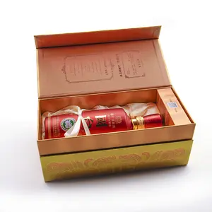 Sang trọng hộp rượu Đóng gói hộp giấy bao bì cho rượu chai rượu vàng lá Logo chai duy nhất nhà máy rượu Đóng gói hộp giấy