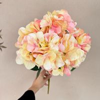 5 têtes sérigraphie tissu hortensia bouquet de fleurs artificielles mariage fleur mur fleur ampoule
