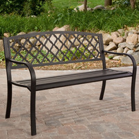 Vente en gros de banc de jardin en métal rose de style moderne, durable et bon marché pour le patio, le parc pour chiens en plein air