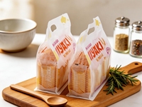 Gâteaux de riz au lait à texture semi-molle cuits au four, saveur sucrée et banane, craquelins de riz sains, faibles en gras, nutritifs, en boîte, en-cas