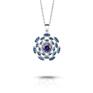 Amuleto de joyería de plata de ley 925 personalizado para mujer, collar con colgante de moneda de ojo de diablo malvado azul CZ - Product Image 1