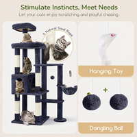 Arbre à chat multi-niveaux en velours doux et durable avec poteaux à gratter en sisal, idéal pour les appartements