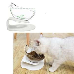 Tigela plástica transparente dupla elevada, tigela de alimentação para animais de estimação | levantado o fundo para gatos e cães pequenos - Product Image 5