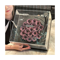 AM-PFE29 Ammy Konservierte Blumen-Plattenspieler-Acrylbox Heimdekoration Ewige Rose Accessoires für Weihnachten Muttertag Halloween
