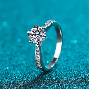 Bán Buôn Tùy Chỉnh Gra Vvs Moissanite Trắng Vàng Bạch Kim Mạ S925 Sterling Bạc Thời Trang Đồ Trang Sức Ngón Tay Zircon Nhẫn Cho Phụ Nữ