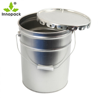 Couvercle à clipser 10L 12L 15L 20L pour seau métallique homologué avec poignée métallique, qualité alimentaire, hermétique et résistant à l'eau, pour peinture