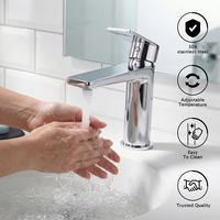 Robinet de salle de bain monotrou à poignée unique chromé, robinet de lavabo moderne en acier inoxydable pour usage commercial