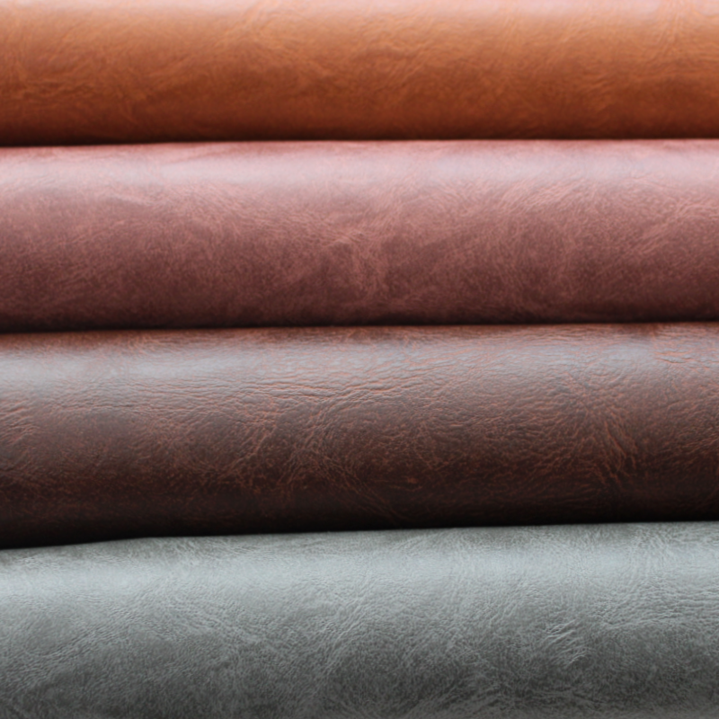 Dry Touch Waxed Finish Smooth Natural Grain PU Synthetic Leather For Bags And Upholstery