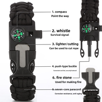 Kit de survie pour le camping en plein air, bracelet en paracorde numérique imperméable, boussole, sifflet, outil multifonction, accessoires