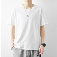 T-shirt d'été pour homme en coton peigné pur 220g, manches courtes, couleur unie, décontracté, respirant, évacuant l'humidité