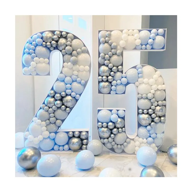 73/100/120CM Number 0 To 9 Letter Balloon Marquee Filling Box Stand DIY Baby Birthday Organic Mosaic Number Decor Balloon Frame