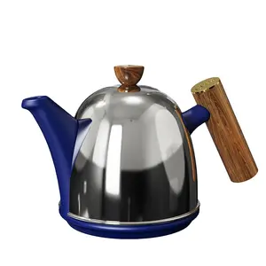 Wholesale Ceramic Teapot With Wooden Handle And Steel Stainless Infuser And Cover