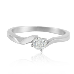 Women's <b>Titanium</b> Steel <b>Ring</b> With White Gemstone Prong Setting Engagement Jewelry 21088 - Product Image 1