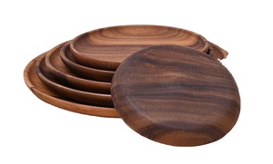 Wholesale Cheap Nature Solid <strong>Wood</strong> Food Fruit Serving Charge Platter Round Acacia Wooden <strong>Plate</strong> - Product Image 3
