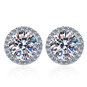 Joyería fina para mujer, pendientes de diamantes de moissanita de Plata de Ley 925 chapados en oro blanco de lujo - Product Image 1