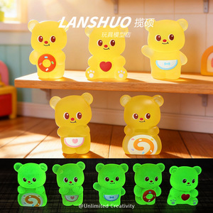 Set de Joyería DIY de Resina Lanshuo con Osito de Dibujos Animados que Brilla en la Oscuridad, Decoración para el Hogar, Modelo de Resina Plástica con Forma de Animal - Product Image 5