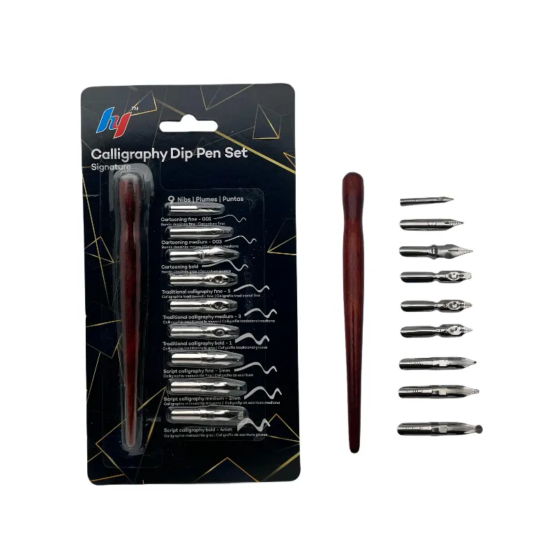 10 Piece Calligraphy Pen Set 1Pen Holder 9 Nibs for Beginners Dip Pen Ink Set