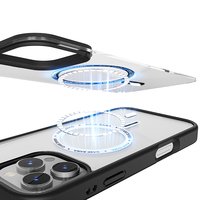 Étui de téléphone magnétique en acrylique CK de luxe de haute qualité pour iPhone 16 13 Pro Max, transparent, compatible avec la charge sans fil, coque arrière amovible