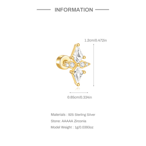 Meilleures ventes : Boucle d'oreille clou géométrique en forme de cerf-volant aquatique en argent 925 plaqué or - Product Image 2